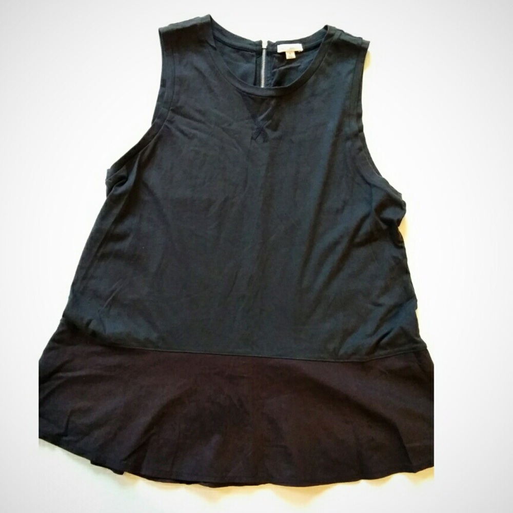 GAP Sleeveless Zip Back Pima Cotton Top Black M